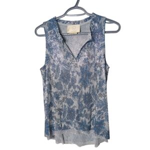 Anthropologie Vanessa Virginia Grand Cayman Blue Metallic Sleeveless Top Small‎
